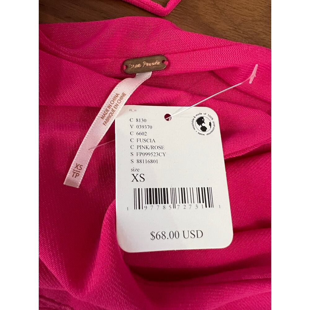 Free People Pink Ruffle One Shoulder Top XS NWT Asymmetrical Tank - Picture 7 of 7